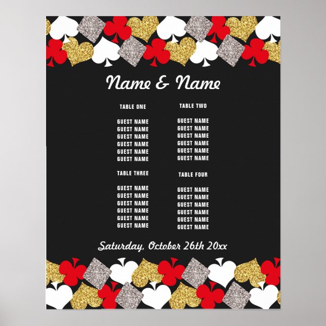 Affiche de table de mariage Plan de table de casin (Devant)