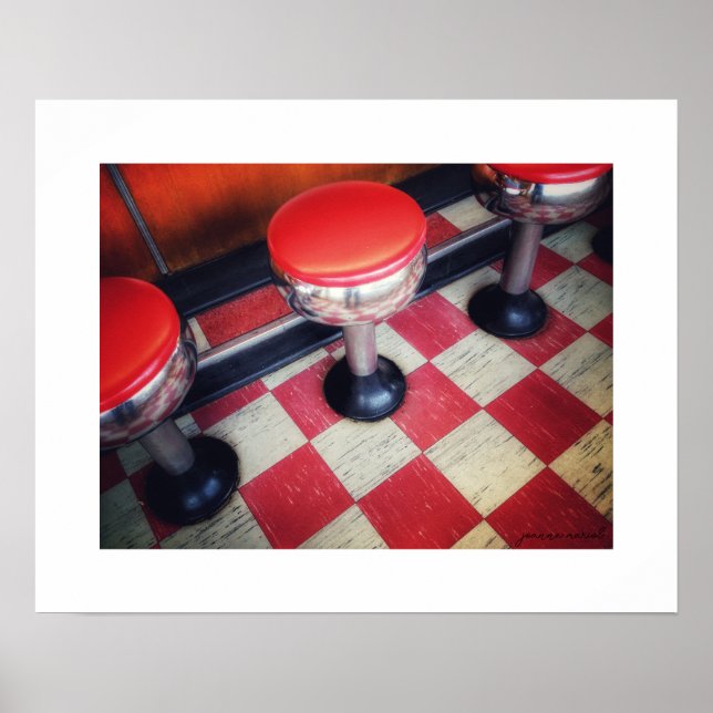 Affiche de tabourets de diner vintage  (Devant)