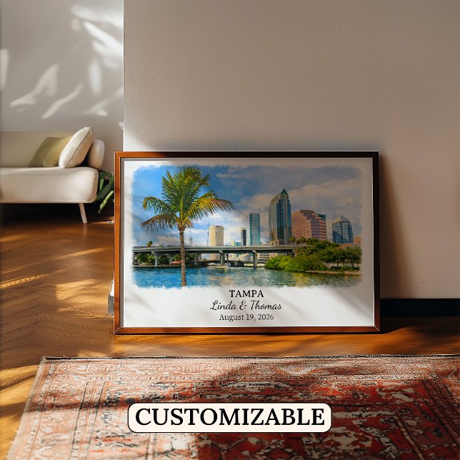 Affiche de Tampa Floride, Aquarelle, Sur mesure (Créateur téléchargé)