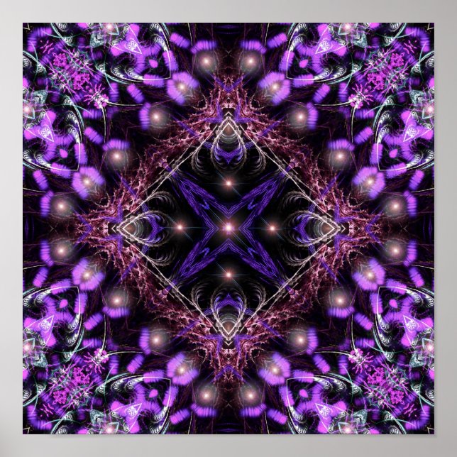 Affiche de Tapisserie Fractale à Lumière Violette (Devant)