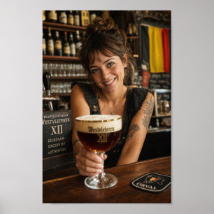Affiche de tavernier belge serveuse tatouée