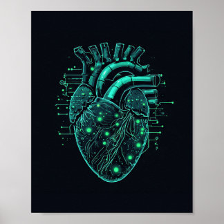 Affiche de technologie de cœur de Mecha Cyberpunk 