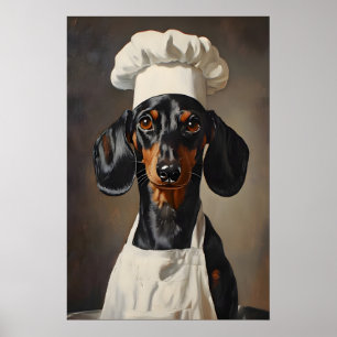 Affiche de teckel en chapeau de chef, Affiche de c