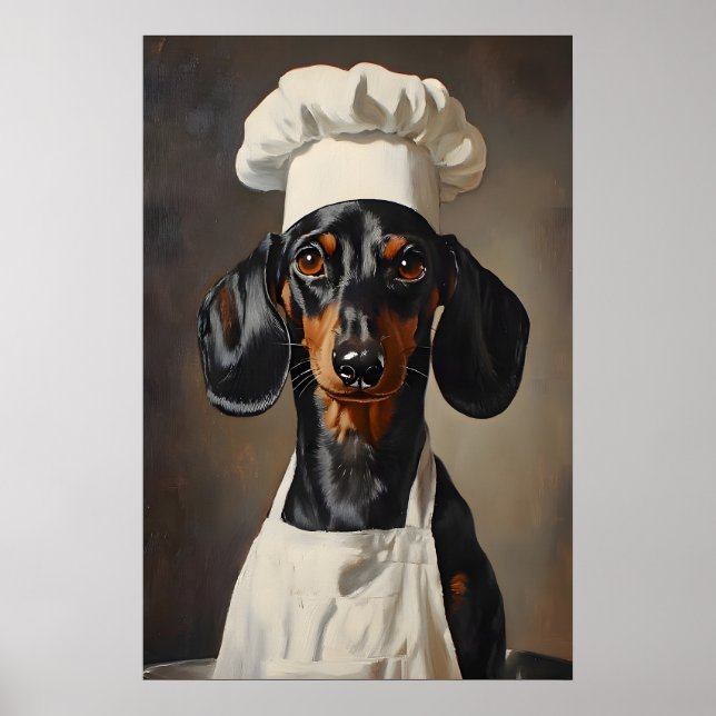 Affiche de teckel en chapeau de chef, Affiche de c (Devant)
