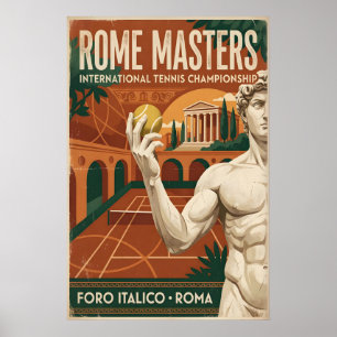 Affiche de tennis vintage Rome Art classique Grand