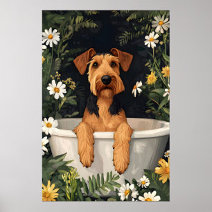Affiche de Terrier Airedale dans la baignoire, Chi
