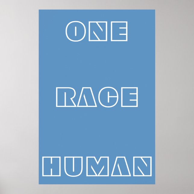 Affiche de texte de citation humaine Blue One Race (Devant)