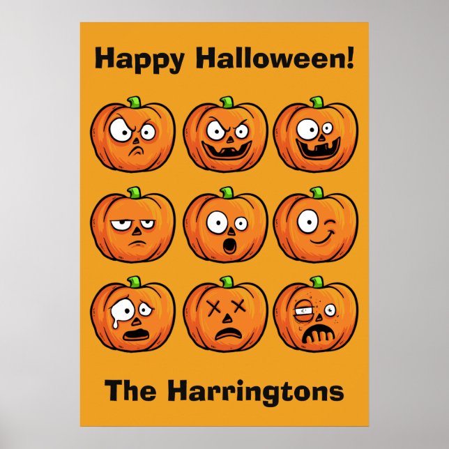 Affiche de texte personnalisée Citrouille d'Hallow (Devant)