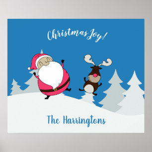 Affiche de texte personnalisée de Cute Père Noël &