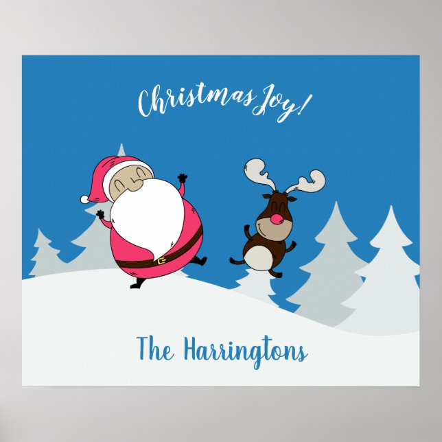 Affiche de texte personnalisée de Cute Père Noël & (Devant)
