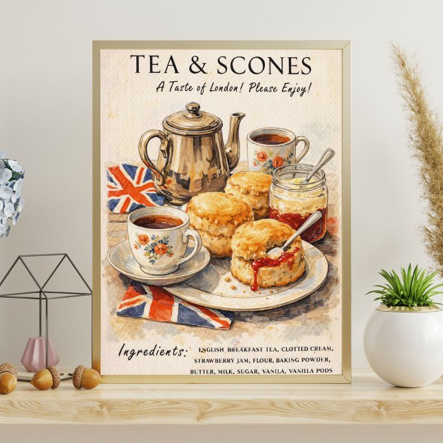 Affiche de thé et de scones | Art de l'heure du th (Créateur téléchargé)