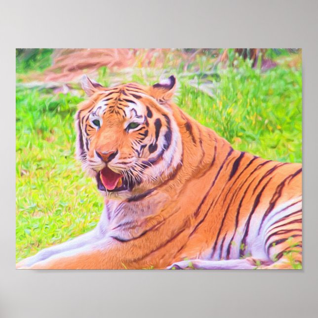 Affiche de Tigre de Sibérie numérique peinte (Devant)