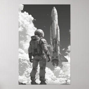 Affiche de tir sur l'épaule d'un astronaute