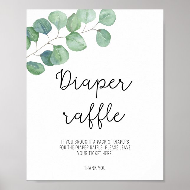 Affiche de tirage au sort de couches - Eucalyptus  (Devant)