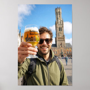 Affiche de toast à la bière de Bruges sur la place