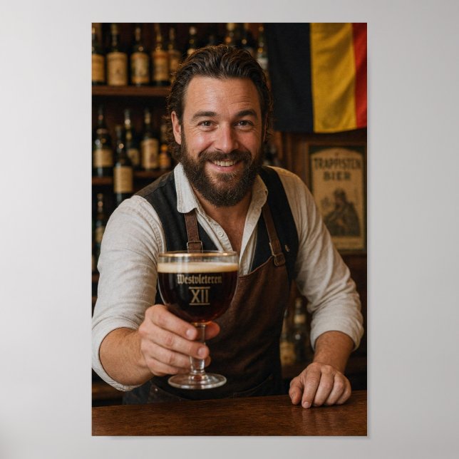 Affiche de toast de bienvenue du barman belge chal (Devant)