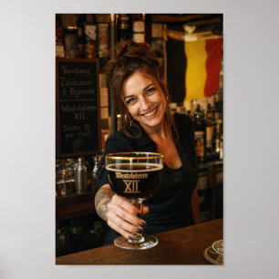 Affiche de toast de taverne belge avec bière brune