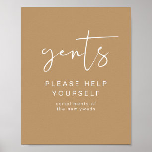 Affiche de toilette pour hommes beige Boho INDIE