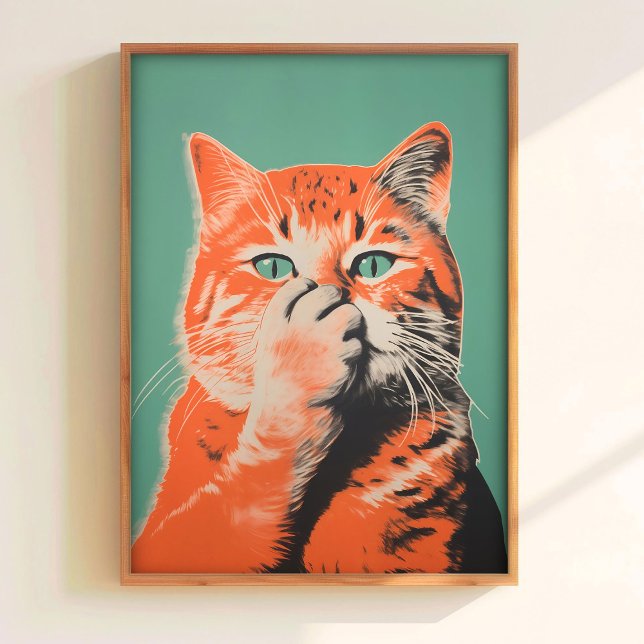 Affiche de toilettes drôle Impression de chat de s (Créateur téléchargé)