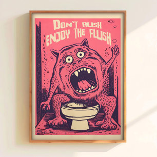 Affiche de toilettes drôle Monstre sur l'impressio