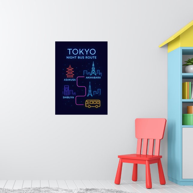 Affiche de Tokyo Neon Night | Art mural de voyage  (Pépinière 1)