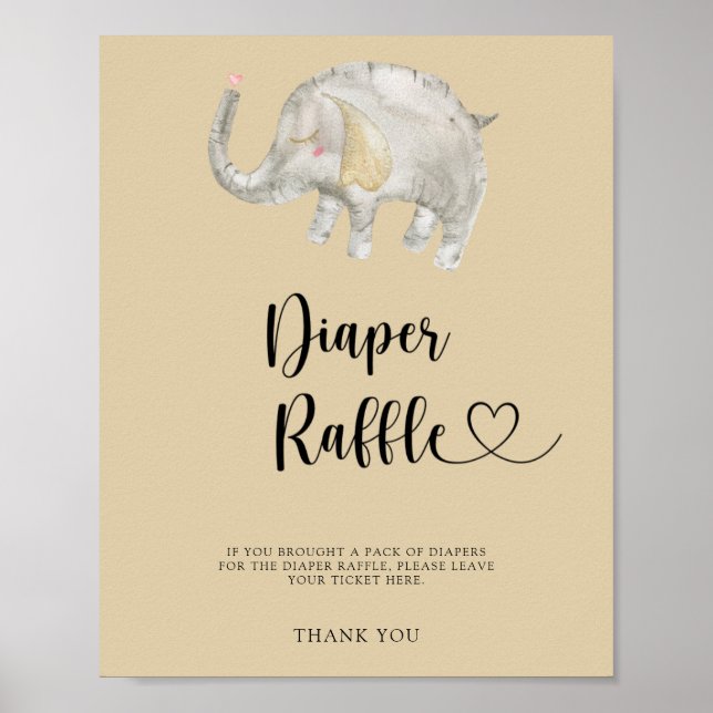 Affiche de tombola éléphant ballon couche (Devant)