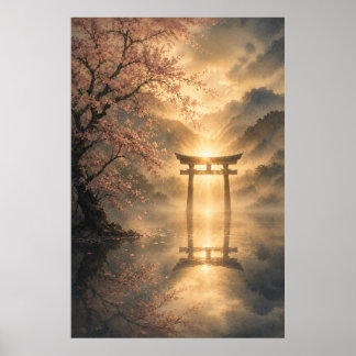 Affiche de Torii Japonais de Nuit Japandi pour Mur