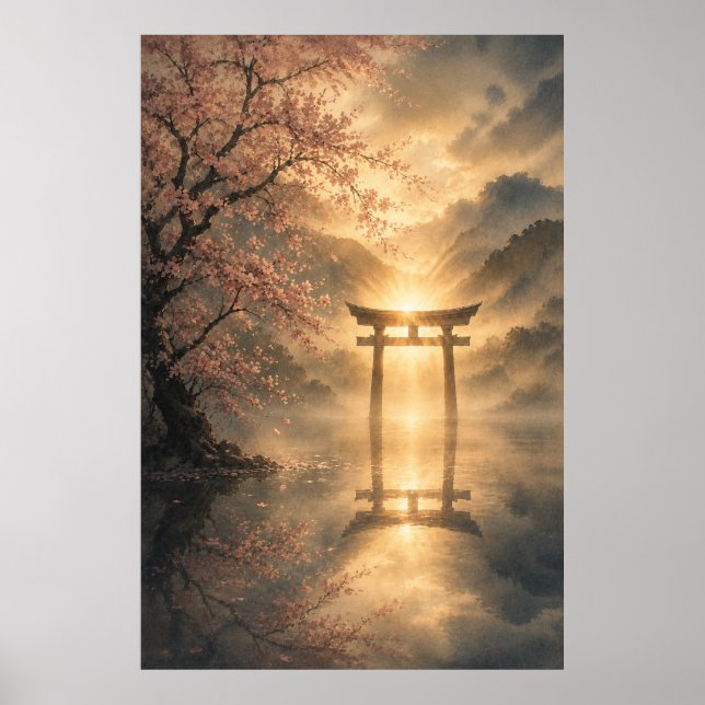 Affiche de Torii Japonais de Nuit Japandi pour Mur (Devant)