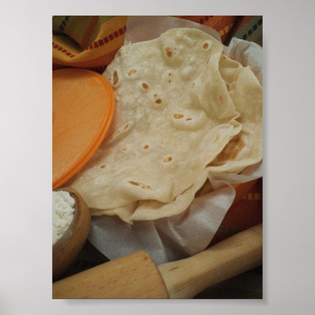 Affiche de tortillas fraîches maison en farine (Devant)