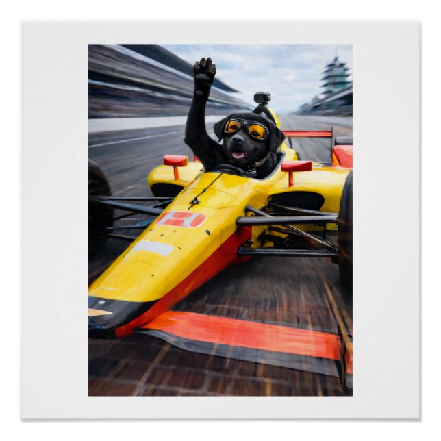 Affiche de tour de victoire d'IndyCar de chiot Lab (Devant)