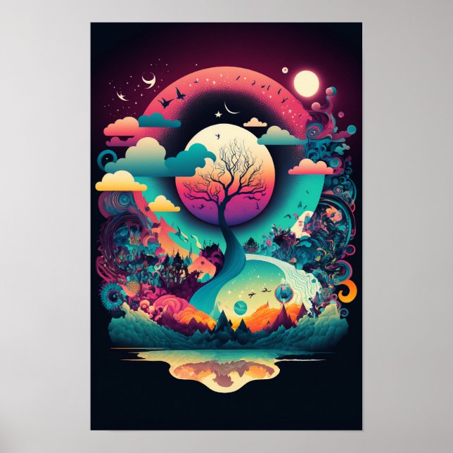 Affiche de Tourbillon Abstrait | Rétro Psychedéliq (Devant)