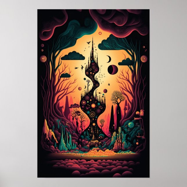 Affiche de Tourbillon Abstrait | Rétro Psychedeliq (Devant)