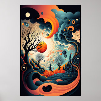 Affiche de Tourbillon Abstrait | Rétro Psychedeliq