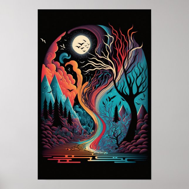 Affiche de Tourbillon Abstrait | Rétro Psychedéliq (Devant)
