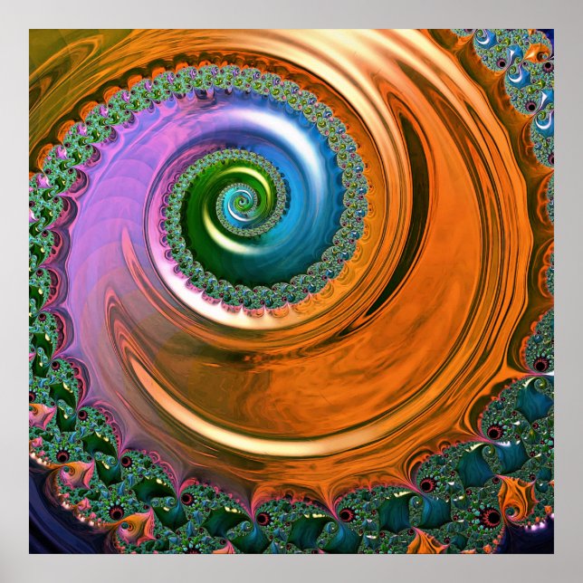 Affiche de tourbillon de Mandelbrot orange (Devant)