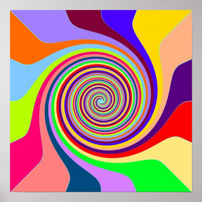 Affiche de tourbillon multicolore abstrait (Devant)
