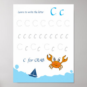Affiche de traçage de la lettre C pour les enfants