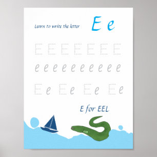 Affiche de traçage de la lettre E pour les enfants