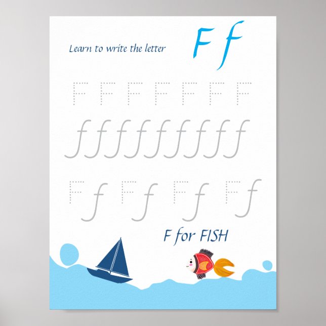 Affiche de traçage de la lettre F pour les enfants (Devant)