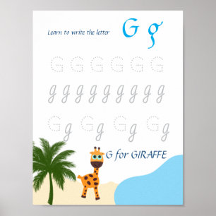 Affiche de traçage de la lettre G pour les enfants