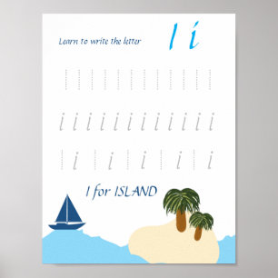 Affiche de traçage de la lettre I pour les enfants