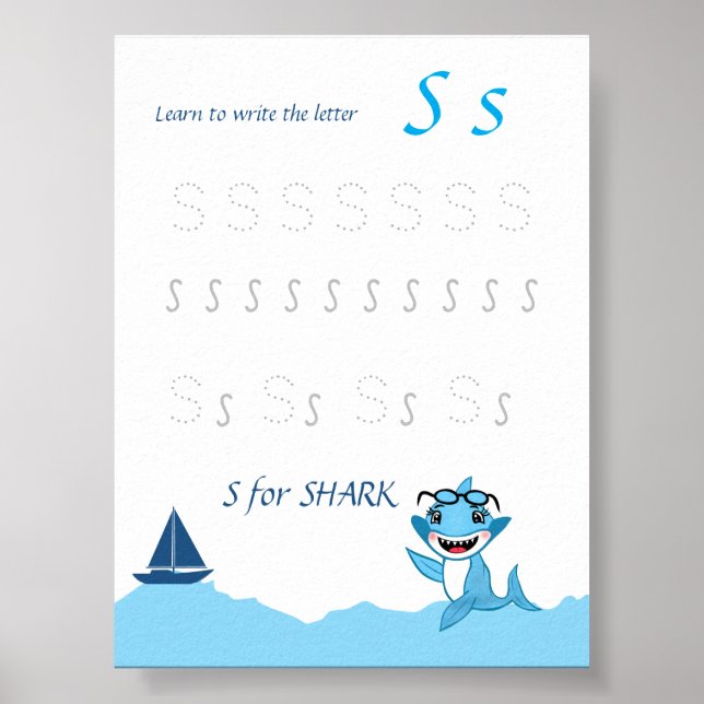 Affiche de traçage de la lettre S pour les enfants (Devant)