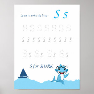 Affiche de traçage de la lettre S pour les enfants