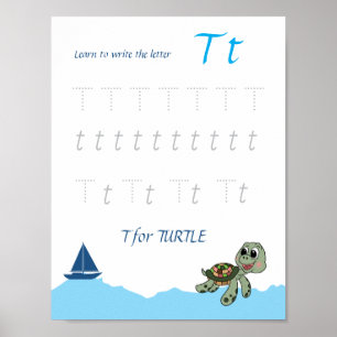 Affiche de traçage de la lettre T pour les enfants