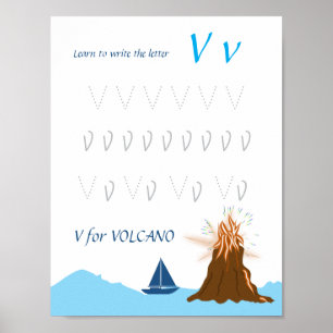 Affiche de traçage de la lettre V pour les enfants