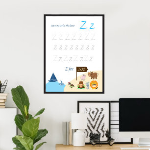 Affiche de traçage de la lettre Z pour les enfants