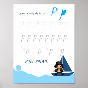 Affiche de tracé de la lettre P pour les enfants