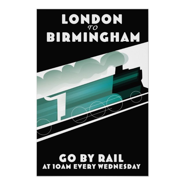 Affiche de train de Londres à Birmingham (Devant)