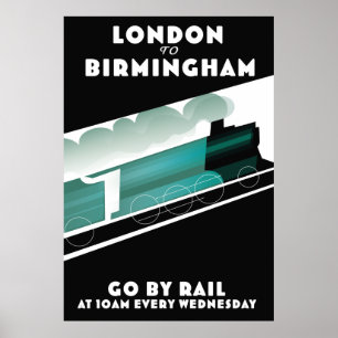 Affiche de train de Londres à Birmingham