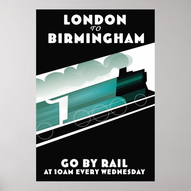 Affiche de train de Londres à Birmingham (Devant)